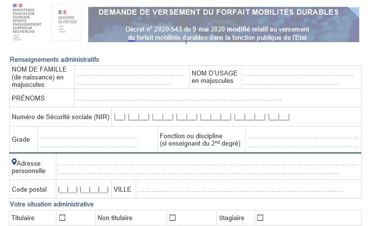 Formulaire à compléter