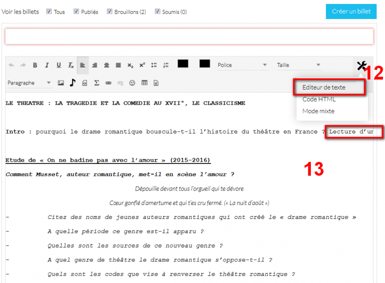 Copier un texte au format Word dans l’éditeur de l’ENT les usages de l'ENT lycée