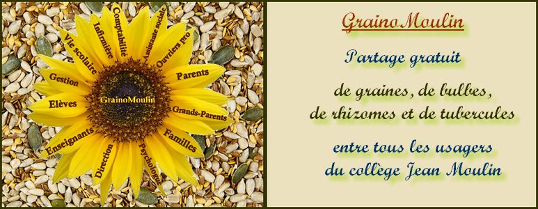 Grainothèque Grainomoulin. Partage gratuit de graines entre les usagers du collège Jean Moulin de Barbezieux